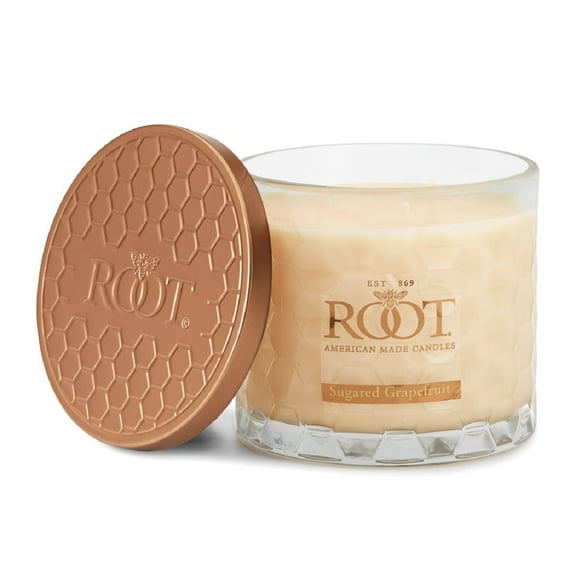 ROOT Candles 12 oz 3-Wick Signature Honeycomb filled Jar. Scent: Sugared Grapefruit