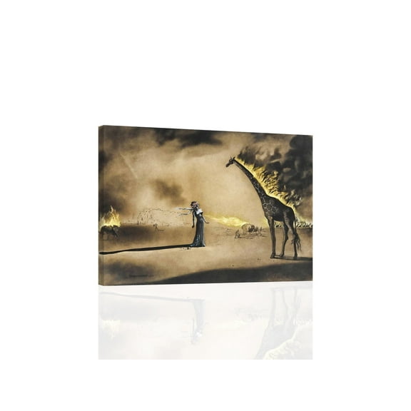 Salvador Dali 1937 Girafe En Feu - Canvas OR Print Wall Art