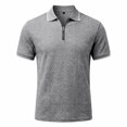 thumbnail image 3 of CAIVO Polo Shirts For Men Summer Casual Zip Shirts Short Sleeve Textured Knit Tops Slim Fit Lapel Solid Color Classic Fit Golf Stretchy , XL, 3 of 5