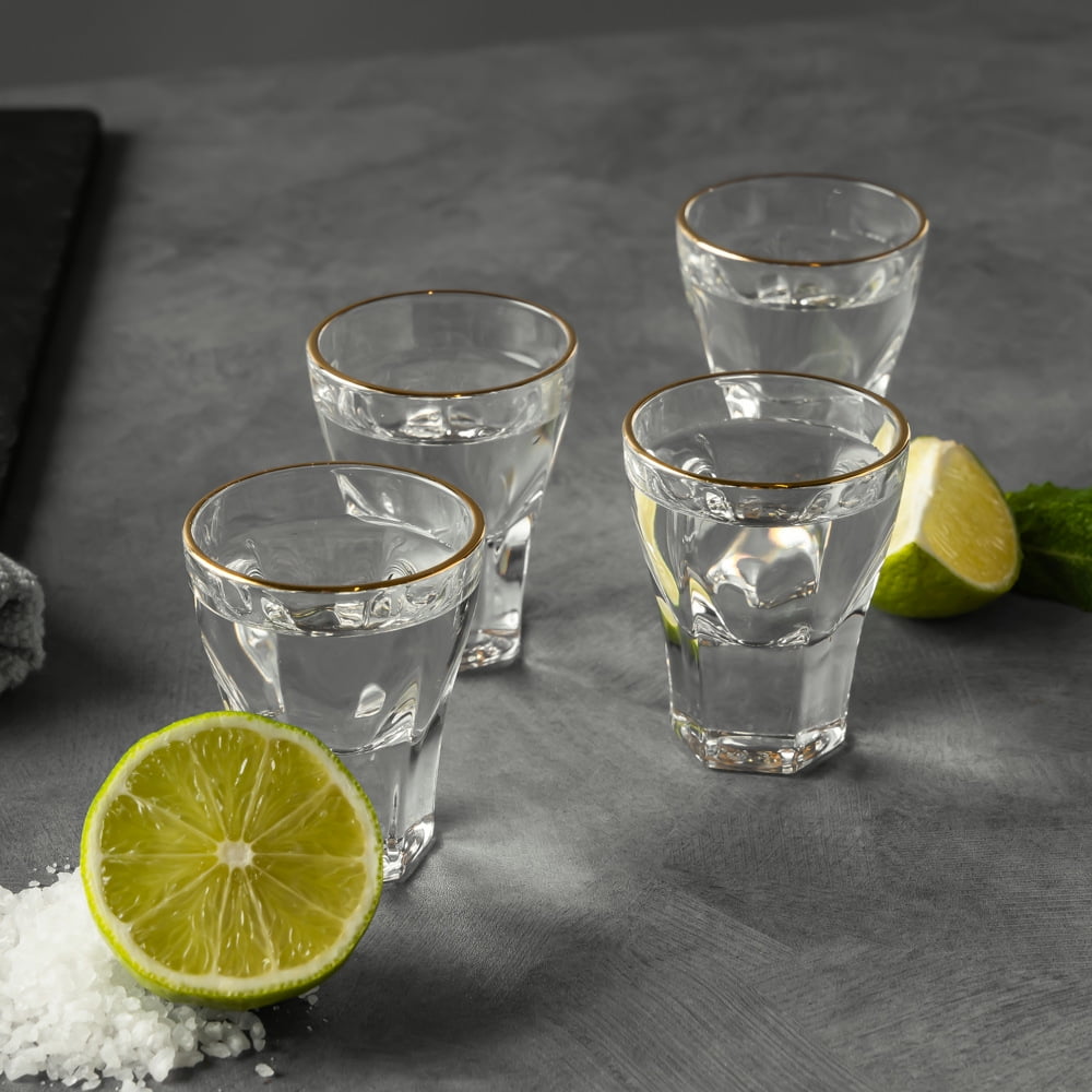 (4 pack) Thyme & Table Scalloped Shot Glasses, Set of 4
