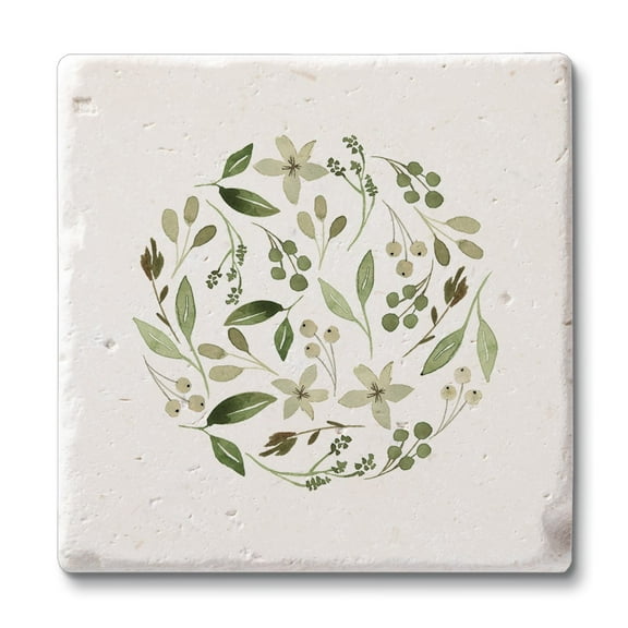 CounterArt "Floral Tumble" 4 Pack Natural Shell Stone Absorbent Coasters