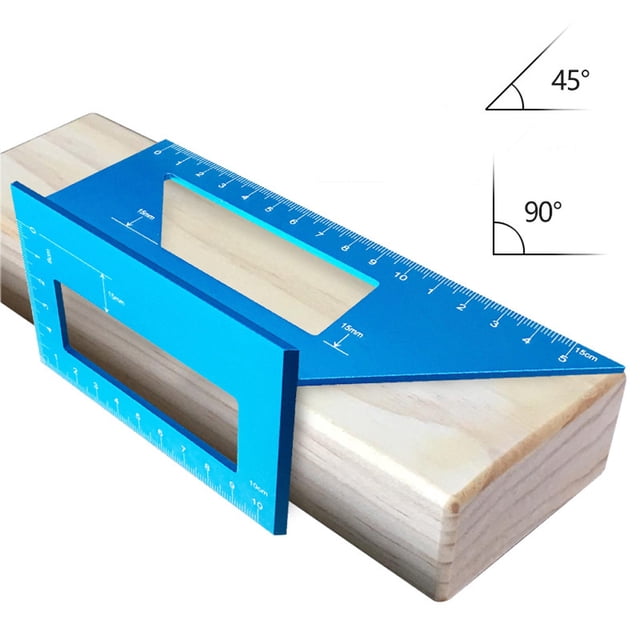 PEONAVET Square Angle Ruler Aluminum Alloy Woodworking Scriber T Ruler Multifunctional 45/90 Degree Angle