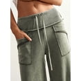 thumbnail image 3 of Women's Wide Leg Cargo Pants Drawstring Elastic Waist Loose Lounge Trousers, 3 of 7