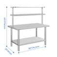 thumbnail image 2 of Stainless Steel Table with Overshelf, Rectangle Work Table with Adjustable Shelf & Hooks, Heavy Duty Prep Table for Home Kitchen Restaurant Garage Warehouse, 2 of 7