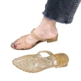 thumbnail image 5 of oqasdz Women Slippers Summer On Sandals with Pointed Toe Mid Heel Hollow Toe Wrap Stylish Jelly Summer Casual Wear,Yellow, 5 of 7