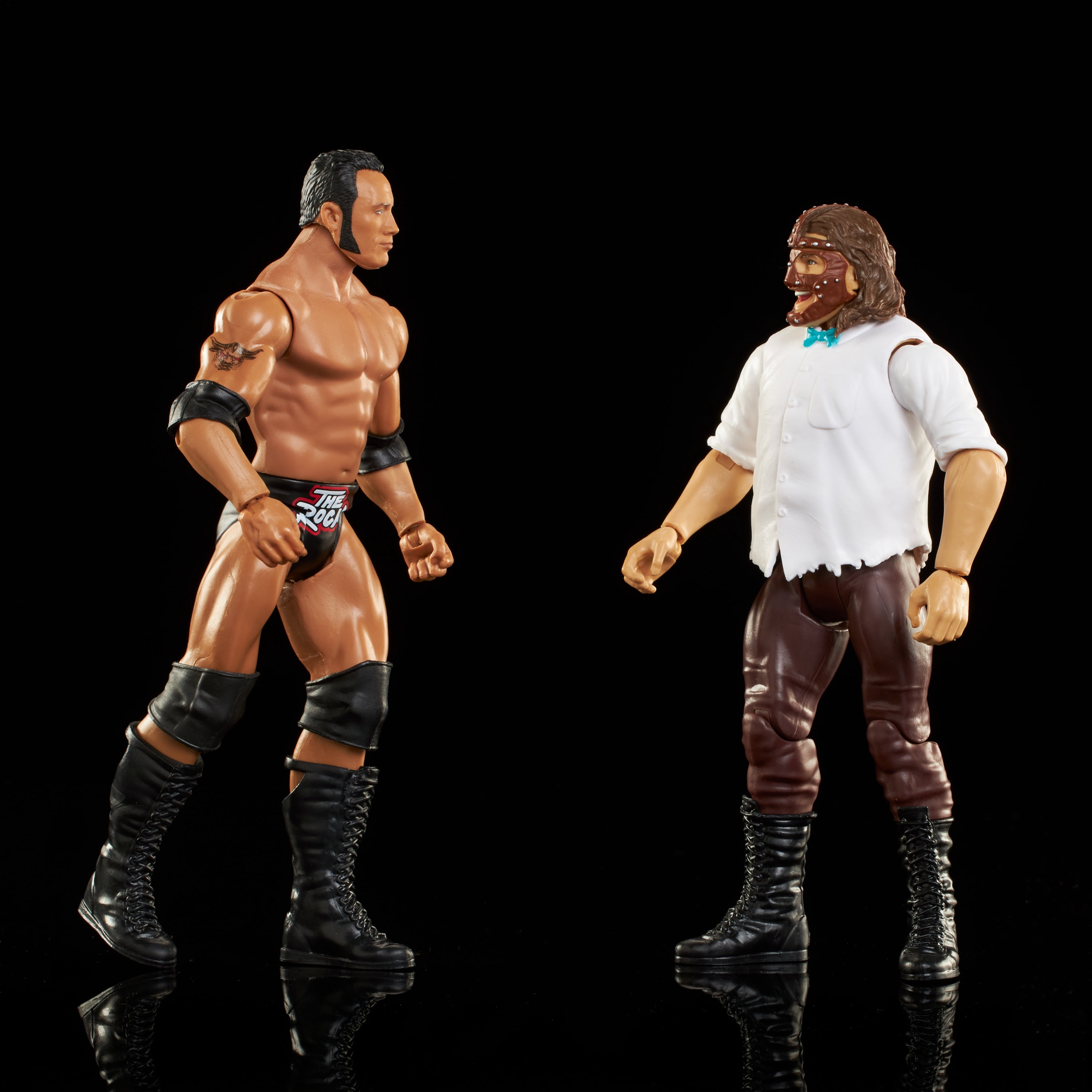 WWE Championship Showdown The Rock vs Mankind Collectible Action Figures 2-Pack, Multicolor, 0.69 lb