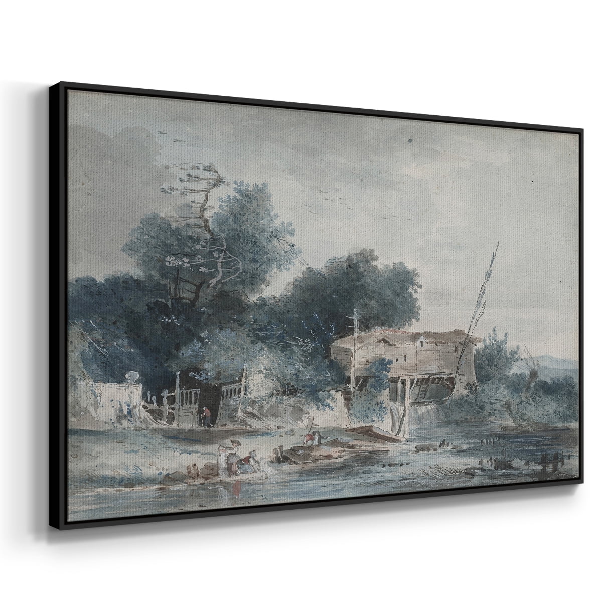Vintage Landscape-CCCXLVII By Wexford Home Framed in Black Wood Gallery Wrapped Canvas 17 in. x 25 in.