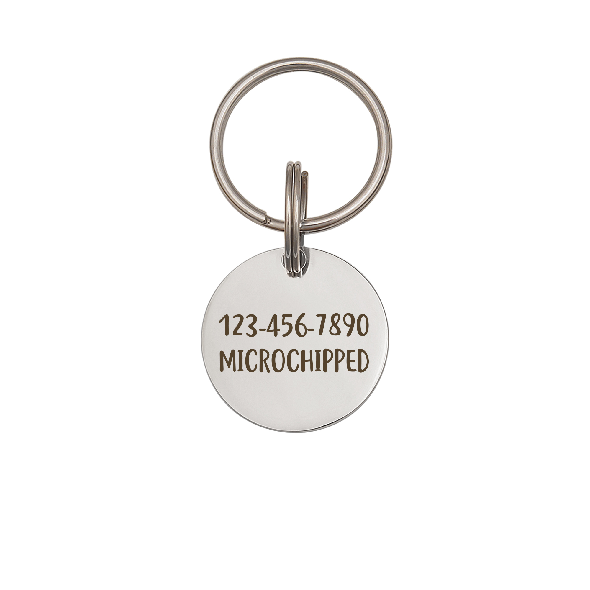 Anavia Stainless Steel Metal Round Name - Boarder Birthday Holiday Christmas Engraved Dog Cat ID Tag, Silver