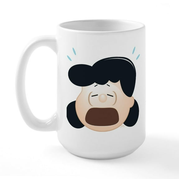 CafePress - Peanuts Lucy Frustrated E - 15 oz Ceramic Large White Novelty Mug