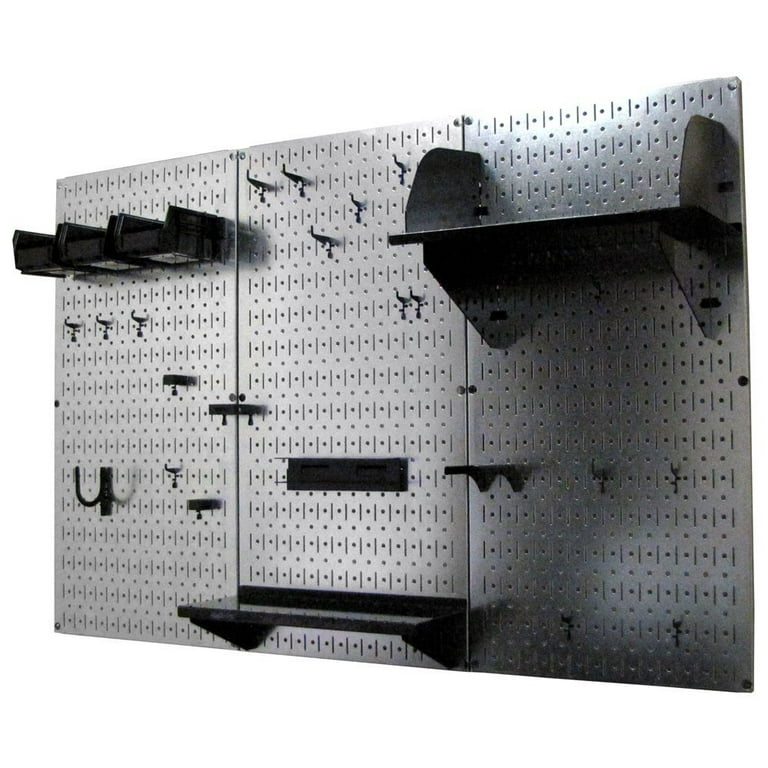 4ft Metal Pegboard Standard Tool Storage Kit - Galvanized Metallic Toolboard & Black Accessories 4ft Metal Pegboard Standard Tool Storage Kit - Galvanized Metallic Toolboard & Black Accessories