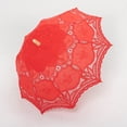 thumbnail image 4 of THY COLLECTIBLES Cotton Lace Parasol Umbrella with Wooden Handle Vintage Lolita Coquette Look for Wedding Bridal Umbrella Decoration for Photoshoot, Costume Theme Party, Halloween Red, 4 of 7