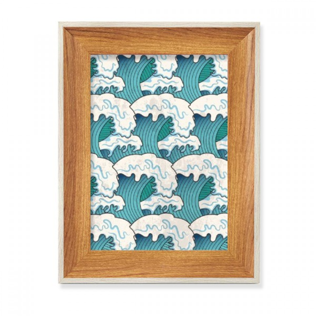 Japanese Ukiyoe Classical Pattern Wave Desktop Wooden Photo Frame Display Picture Art Painting Multiple Sets