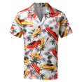 thumbnail image 3 of Camisas Para Hombre Top de primavera y verano para hombre, blusa informal holgada de manga corta con cuello vuelto y estampado Hawaiano, blusa informal con botones (Yellow, XXL), 3 of 3