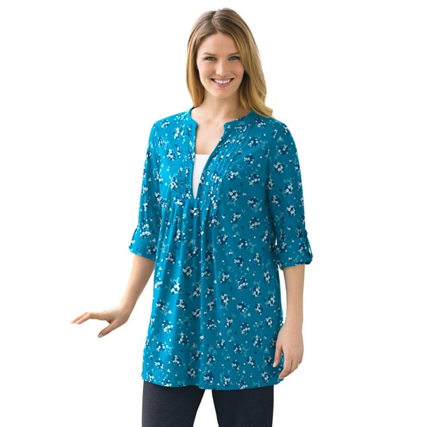 plus size split neck tunic