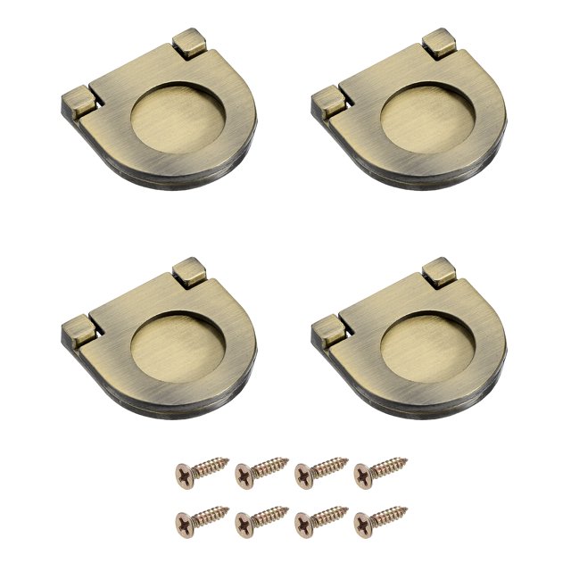 Uxcell 4 Paquete Tirador Empotrado, Anillo de Agarre Recesado Oculto de 1.38 Pulgadas, Bronce