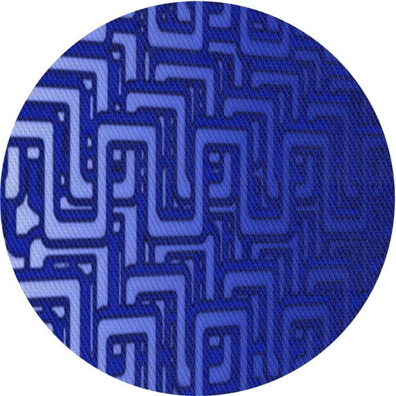 Ahgly Company Indoor Round Patterned Blue Ribbon Blue Area Rugs, 7' Round