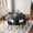 Black, variant on POVISON 47"Modern Round White Dining Table for 4, Matte Sintered Stone Tabletop, Solid Black Carbon Steel Base