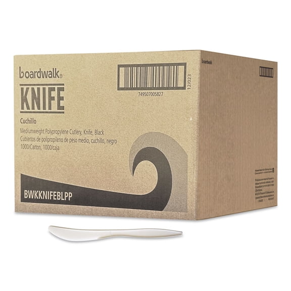 Boardwalk Mediumweight Polypropylene Disposable Knives, 5.86", Plastic, White, 1,000/Carton