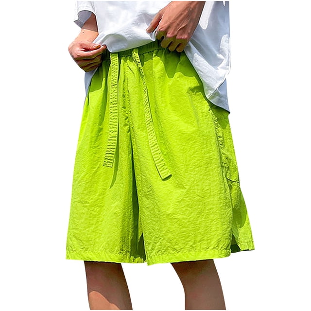 ohmzyzo Summer Beach Shorts for Men Drawstring Elastic Waist Solid Color Shorts Casual Lightweight Gym Workout Shorts