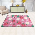 thumbnail image 3 of Strawberry and Flower Pattern Memory Foam Area Rug 31"x20" Non Slip, Absorbent, Fade Proof for Living Room, Bedroom, Office, 3 of 7