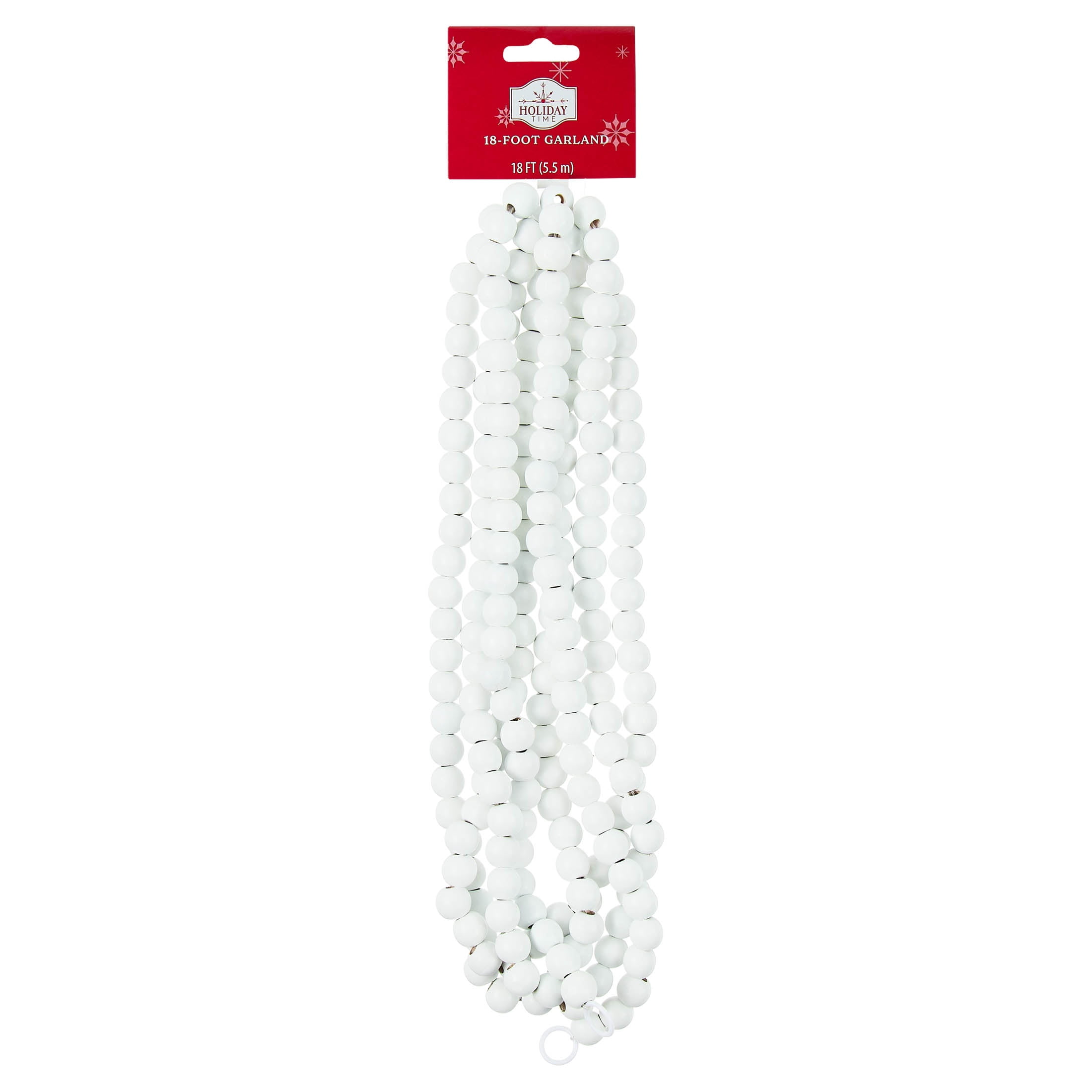 Wood Bead Christmas Garland, White, 9', by Holiday Time