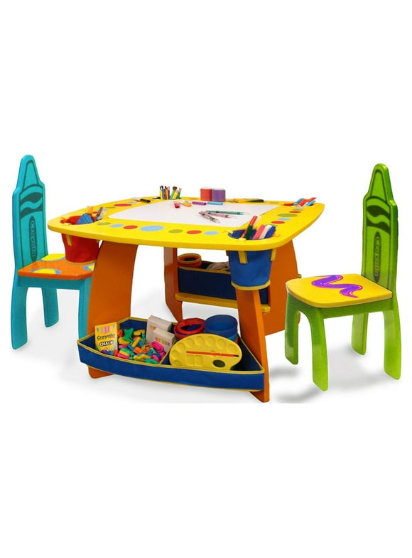 Grow'n Up Crayola Kids Wooden Multi Color Table & Chair Set - Ages 3Y to 8Y