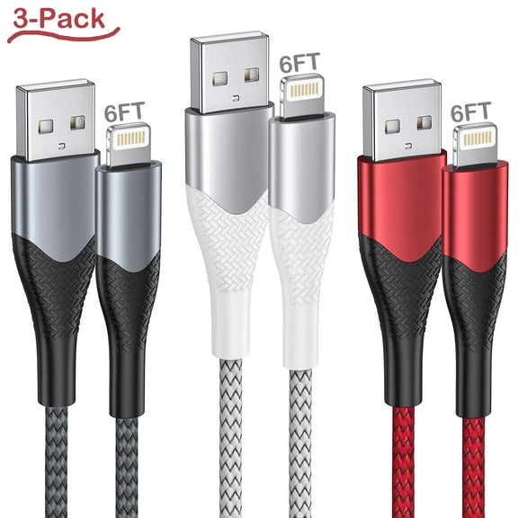 【3Pack】6FT Fast Charger Cable, Nylon Braided Charging Cable  compatible with iPhone 14/13/12/11 Pro Max