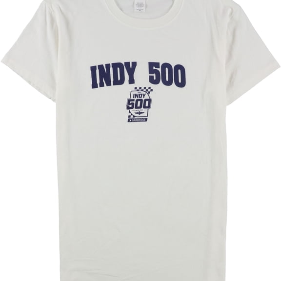 Indy 500 Mens Logo Print Graphic T-Shirt, White, Small