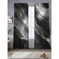 thumbnail image 5 of Blake Gray Marble Semi Sheer Window Curtains 96 Inches Long, Modern Abstract Art Marble Crack Rod Pocket Voile Silky Chiffon Curtain Light Filtering Drapes for Living Room, Kitchen, 52"x96", 2 Panels, 5 of 9