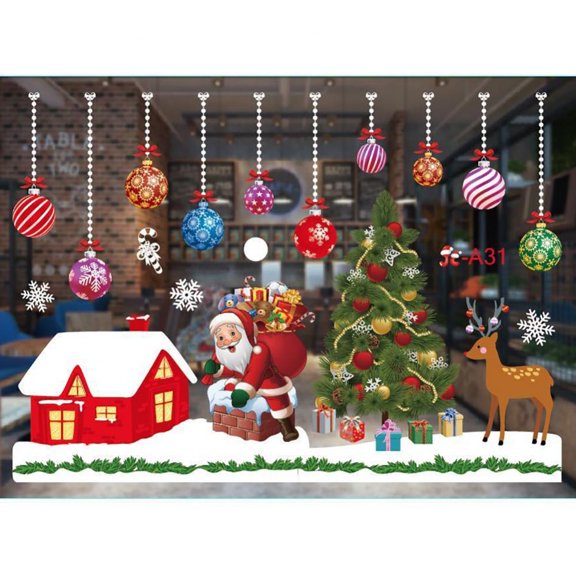 Christmas Elements Color Window Stickers White Snowflake Wall Stickers