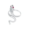 thumbnail image 3 of AFFY Simulated Ruby & CZ Snake Womens Band Ring 14k White Gold Over 925 Sterling Silver, 3 of 4