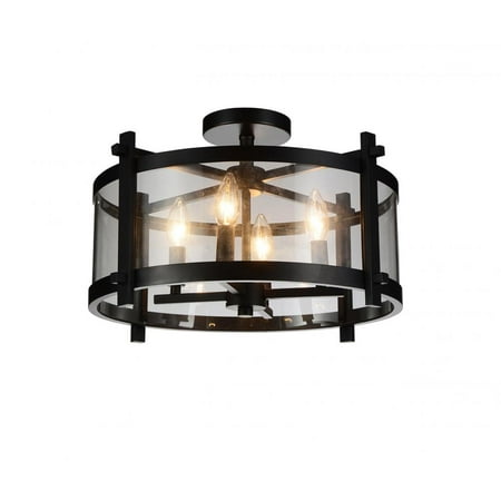 

4 Light Cage Flush Mount with Black finish