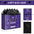 thumbnail image 2 of 12.6" Large Purple and Black Graduation Gift Bag, 2026 Congrats Grad Desgin Bag with Tissue Paper Card for High School, College Season Theme Party., 2 of 4