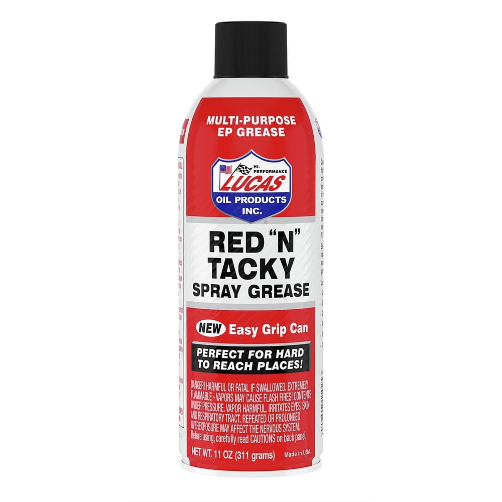(6 pack) Lucas Oil Red N Tacky Spray Grease with Easy Grip Can, 11 oz