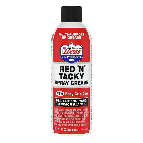 Lucas Oil Red N Tacky Spray Grease 11 Ounce Easy Grip Can 8" Height 2.63" Width and Depth 0.95 Pound
