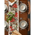 thumbnail image 2 of nqOlkjepod Christmas Poinsettia Table Runner 120 Inches Long Farmhouse Dress Scarves, Xmas Botanical Floral Snowflakes Dining Tablerunner for Coffee Table/Kitchen Island/Party Décor, 13" x 120", 2 of 8