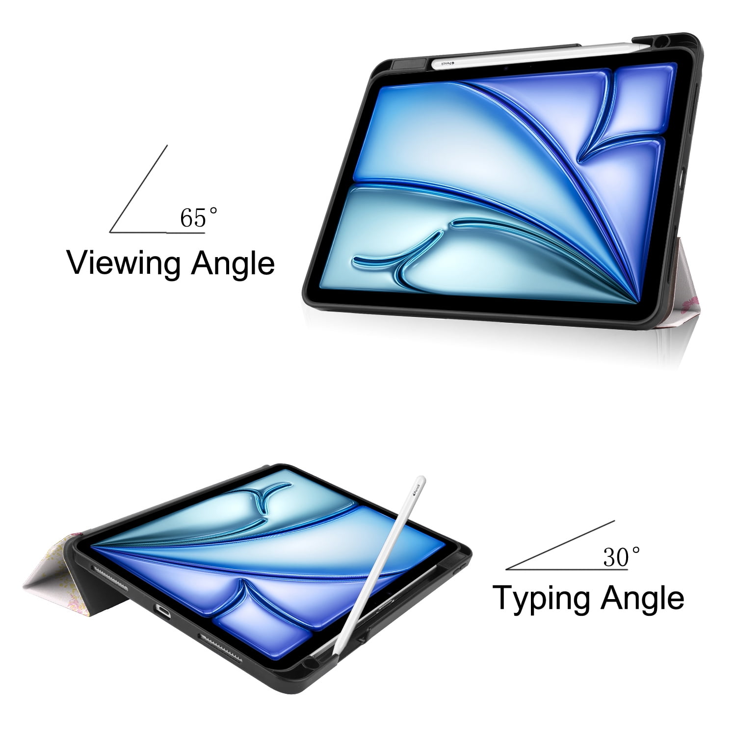 Allytechgroup iPad Air 11" M4 M3 M2 Case 2026 2025 2024, Slim Flip Smart Cover Auto Sleep Wake with Pencil Holder Multi Angle Veiwing Stand Shockproof Case for Apple iPad Air 11 inch, Butterfly Fairy