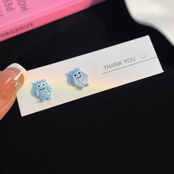 Uñas con forma de oreja de monstruo demonio, lindas, accesorios de Yiwu, puesto de joyería, uñas con forma de hueso de oreja, divertidos pendientes de aguja de plata con dibujos animados