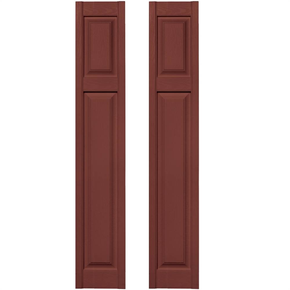Cottage Style Raised Panel Shutters in Burgundy Red Set of 2 (12 in