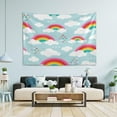 thumbnail image 5 of Rainbow Sky Tapestry Wall Hanging Tapestries Happy Colorful Hippie Psychedelic Art Polyester Carpet Wall Decorative for Living Room Bedroom 60x51inch Home Decor Gifts, 5 of 7
