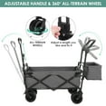 thumbnail image 5 of LAZY BUDDY Collapsible Wagon Cart with Removable Canopy, Foldable Outdoor Utility Carts with All Terrain Wheels & Storage Basket for Beach Garden Camping Grocery Shopping, 5 of 7