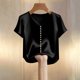 thumbnail image 5 of Eres Más Que Una Camisa de Puntuación de Prueba Moda de Verano de Mujer Color Sólido Casual Cuello en V Top de Manga Corta Mujeres Tops de Verano Casual, 5 of 5