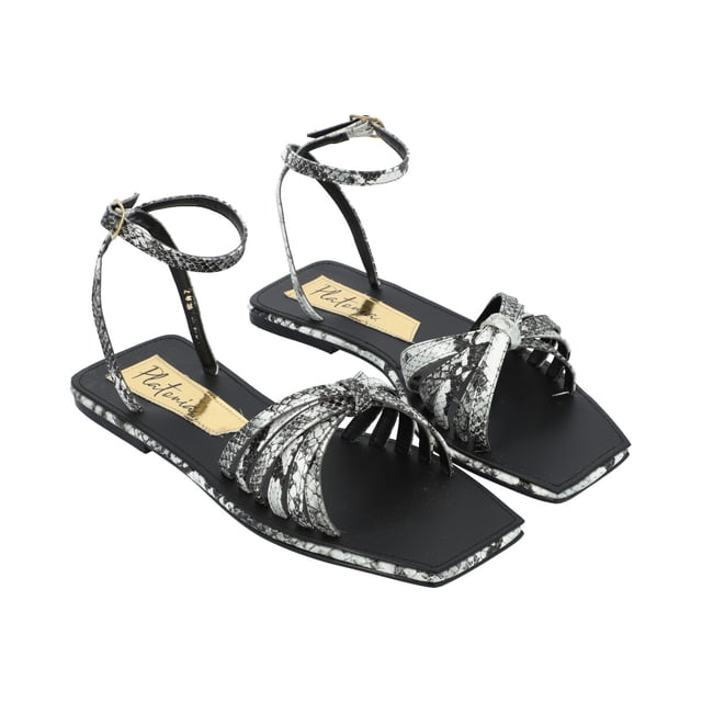 Sandalia Punta Cuadrada De Mujer Color Animal Print Latte Platonia CHATA-02-LATTE