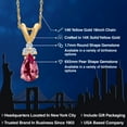 thumbnail image 2 of Gem Stone King 14K Yellow Gold Pink Topaz and White Lab Grown Diamond Pendant Necklace for Women | 1.06 Cttw | Gemstone November Birthstone | Pear Shape 8X5MM | With 18 inch Chain, 2 of 6