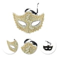 thumbnail image 3 of Unique Bargains 1 Pc Pointed Head Dragon-Design Half Face Party Mask for Masquerade Party Gold Tone, 3 of 5