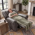 thumbnail image 5 of Bonzy Home Electric Power Recliner Chair, Modern Reclining Chair with Rivet Trim & USB Port, Classic Single Sofa Home Theater Recliner Seating, Gray, 5 of 10