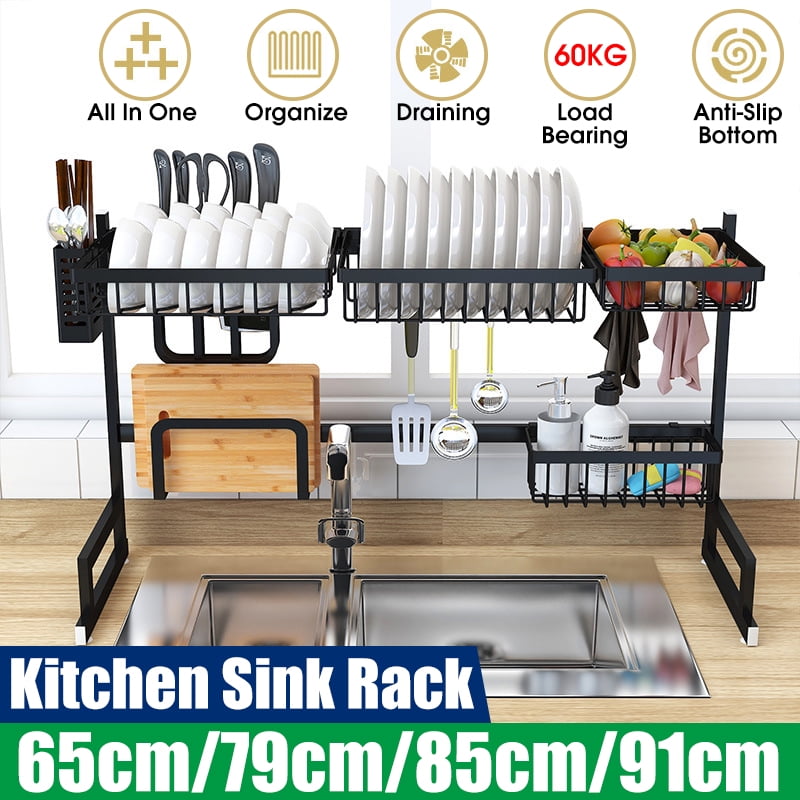 5 Hooks 60kg Load 65cm 85cm Metal Dish Rack Over The Sink