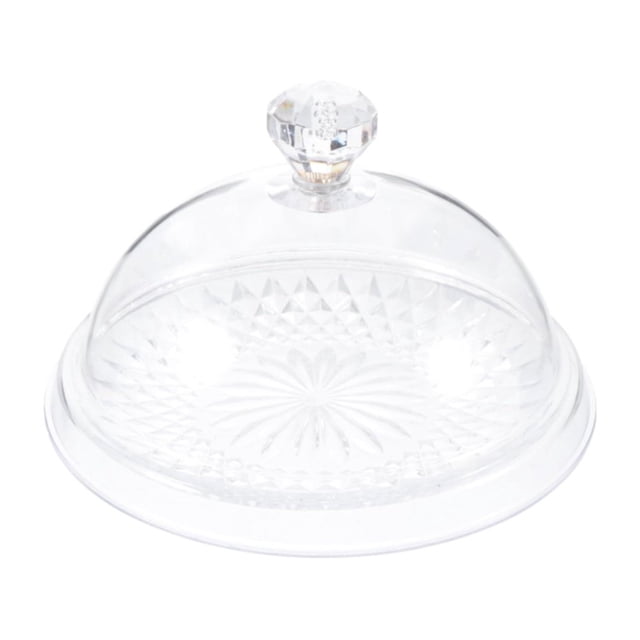 Estbridge Acrylic Cake Plate with Dome Cake Stand with Cover Pattern Serving Platter with Lid for Display Party Entertaining Shaped Handle