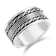 thumbnail image 1 of Wide Oxidized Bali Rope Twisted Vine Ring .925 Sterling Silver Band Jewelry Female Male Size 11, 1 of 4