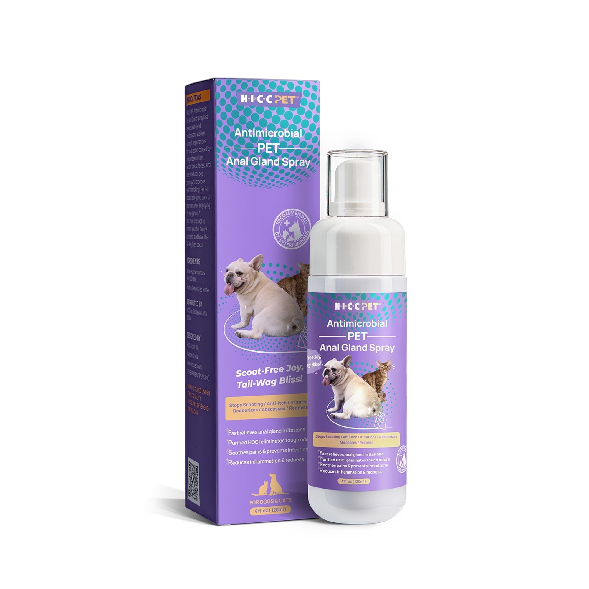 HICC PET Anal Gland Dog Cat & Small Pet Spray, 4-fl oz bottle